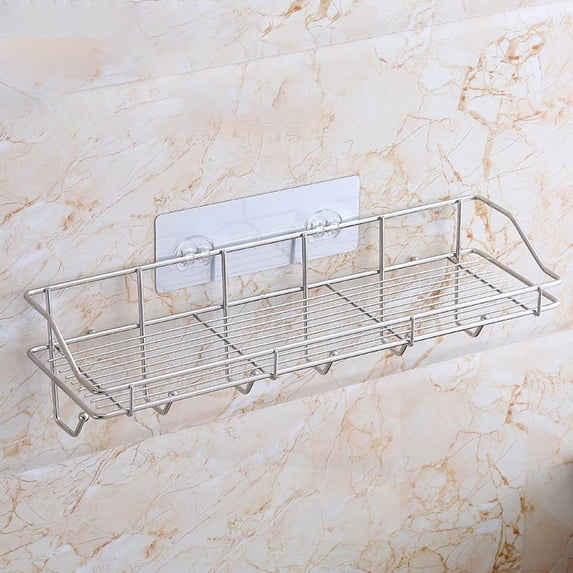 Stainless Steel Shower Basket15.75x5.12x4.33in,Wall Mounted Bathroom Organizer Shelf Rustproof Heavy-Duty Storage Rack For Small Spaces(Silver)