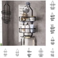 thumbnail image 1 of Stainless Steel Shower Caddy 3 Tier Over Shower Head Organizer with Soap Rack Towel Hooks Adhesive Mount Bathroom Storage (Black), 1 of 7