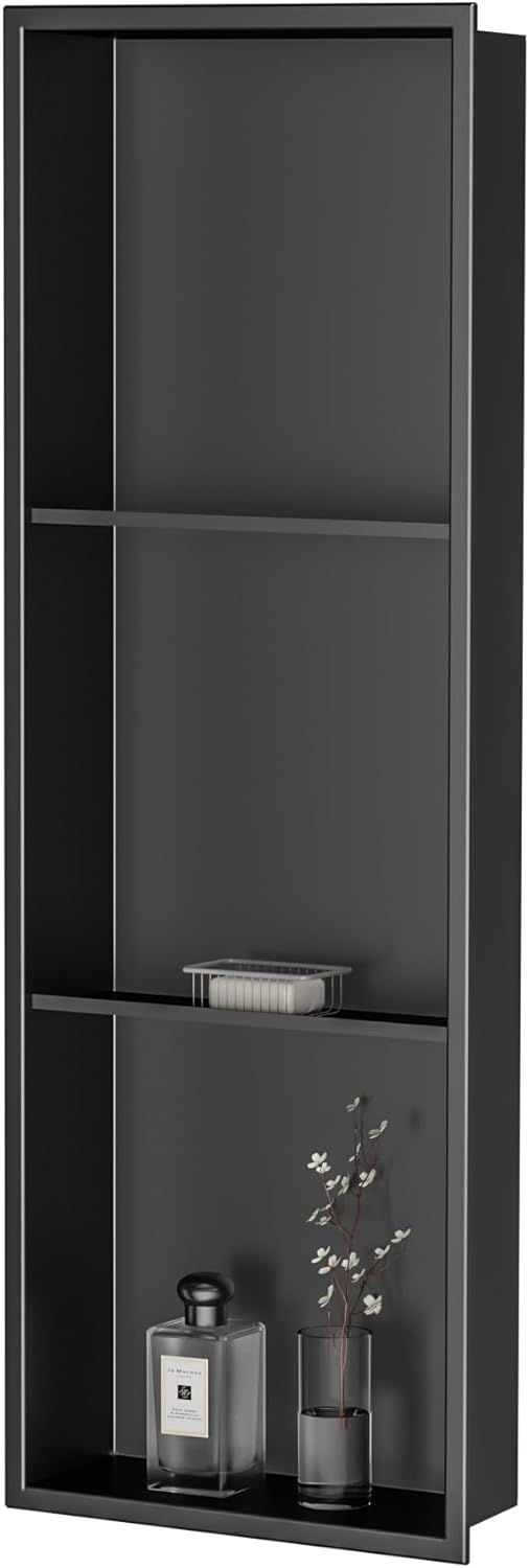 Stainless Steel Shower Niche 12" X 36", No Tile Needed Wall Niche Three