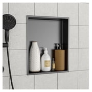 Stainless Steel Shower Niche 19x15 Inch, Gunmetal Black - Bathroom Recessed Shelf, Waterproof Storage, SUS304 Steel, Easy Install