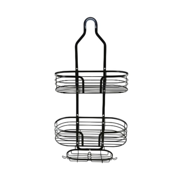 Stainless Steel Shower Organizer Over Shower Head with 3-Tier Shelves, Hooks, Soap Rack & Towel Holder — Versatile Bathroom Storage for Easy Access and Stable Wall Mounting