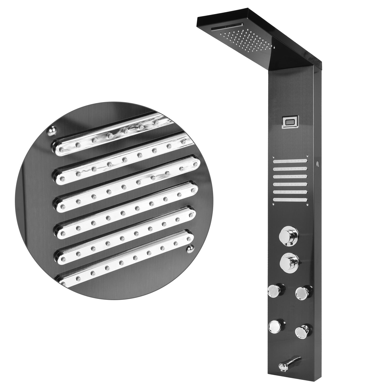 Stainless Steel Shower Panel Tower System, LED Hydroelectricity Display