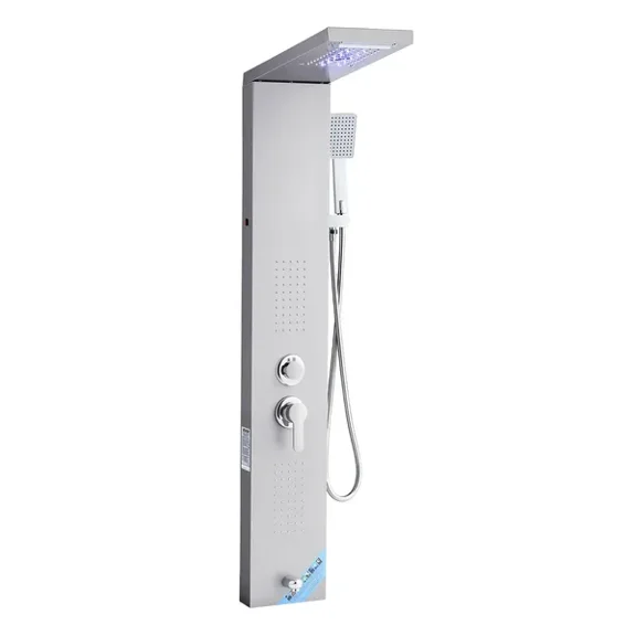 Stainless Steel Shower Panel Tower System with Rainfall Waterfall Head 5 Modes