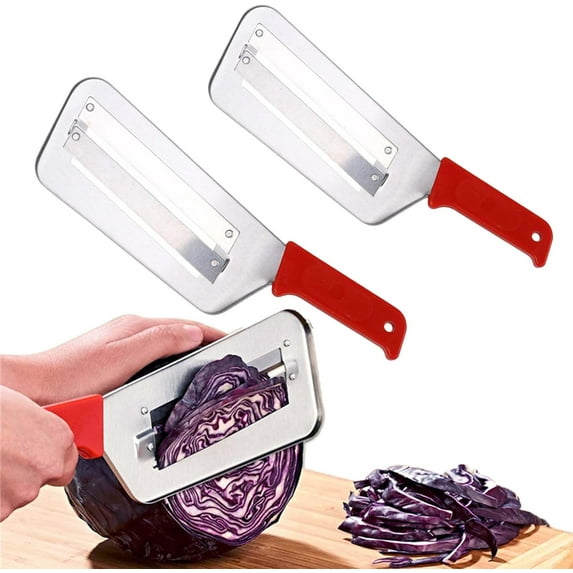 Stainless Steel Shredder Knife,Stainless Steel Dual Blade Julienne Cutter,StainlessSteel Cabbage Shredder,Double Slice Shredding Kitchen Knife,Multifunctional Vegetable Cutter (Red*2)