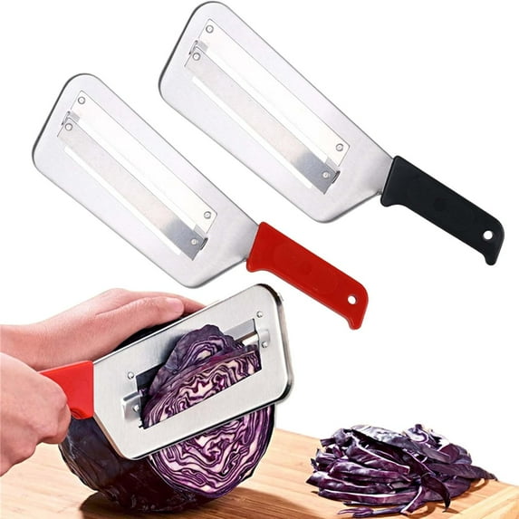Stainless Steel Shredder Knife,Stainless Steel Dual Blade Julienne Cutter,StainlessSteel Cabbage Shredder,Double Slice Shredding Kitchen Knife,Multifunctional Vegetable Cutter (Red+Black)