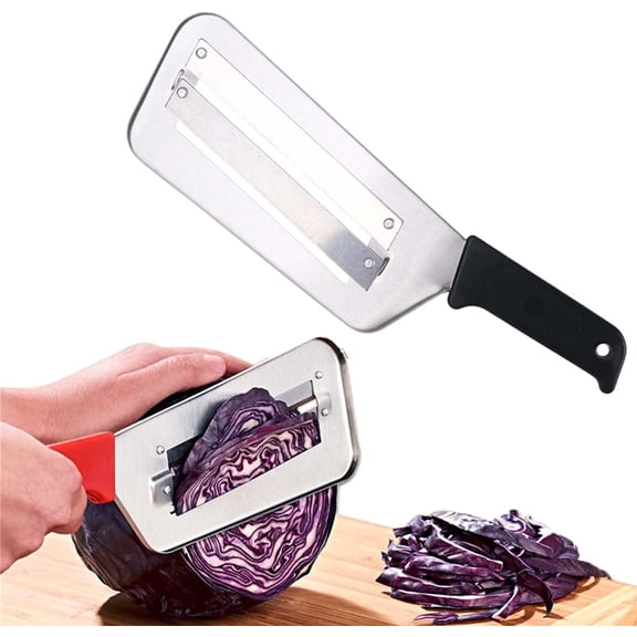 Stainless Steel Shredder Knife,Stainless Steel Dual Blade Julienne Cutter,StainlessSteel Cabbage Shredder,Double Slice Shredding Kitchen Knife,Multifunctional Vegetable Cutter (Black)