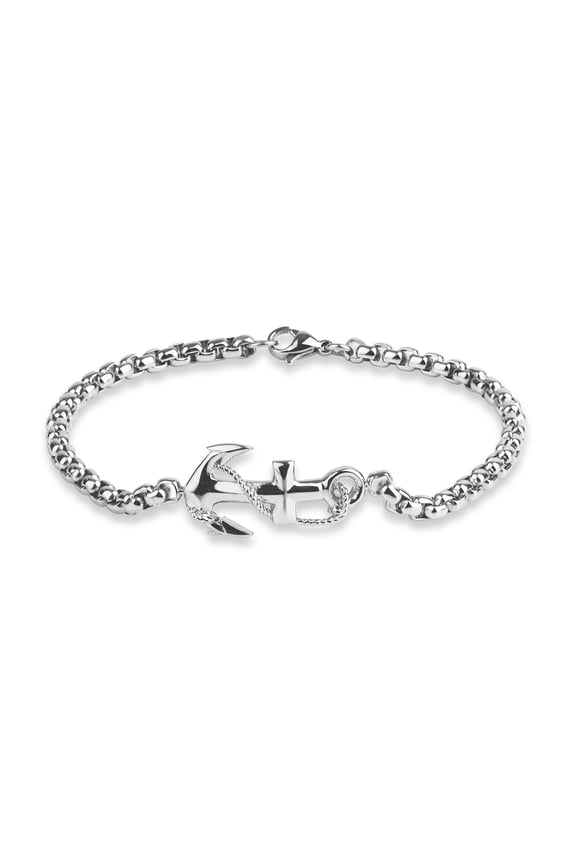 Stainless Steel Sideways Anchor Bracelet 8.5 Inches