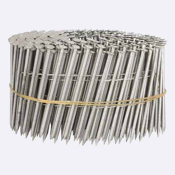 Stainless Steel Siding Nails - 1-1/4x0.09 Ring Shank 15 Degree Coils, 1200 Count Small Cap Coil Roofing Ring Shank Siding Nails for Cedar Siding and Fencing, Etc