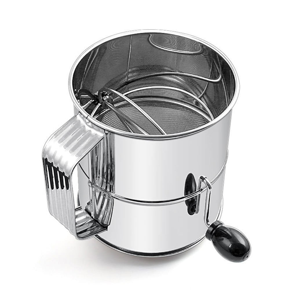 Stainless Steel Sifter for Baking Hand Crank Flour Sifter