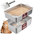 thumbnail image 1 of Stainless Steel Sifting Cat Litter Box for Pine Pellets, 23.6" x 15.7" x 7.9" Large Metal Litter Box with Sifter, for Large Cats & Multi-Cat Home, 1 of 8