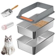 thumbnail image 1 of Stainless Steel Sifting Cat Litter Box With Lid L:19.7''×13.8''×10'' For Pine Pellets Big Cats, 1 of 7