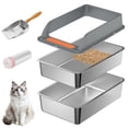 thumbnail image 1 of Stainless Steel Sifting Cat Litter Box with Lid M:19.7''×13.8''×8'' for Pine Pellets and Big Cats, 1 of 7
