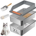 thumbnail image 1 of Stainless Steel Sifting Litter Box With Lid  Xl Extra Large Cat For Pine Pellets & Big Cats Metal Pellet Sifter Pan System Odor Control Liners Scoop, 1 of 7