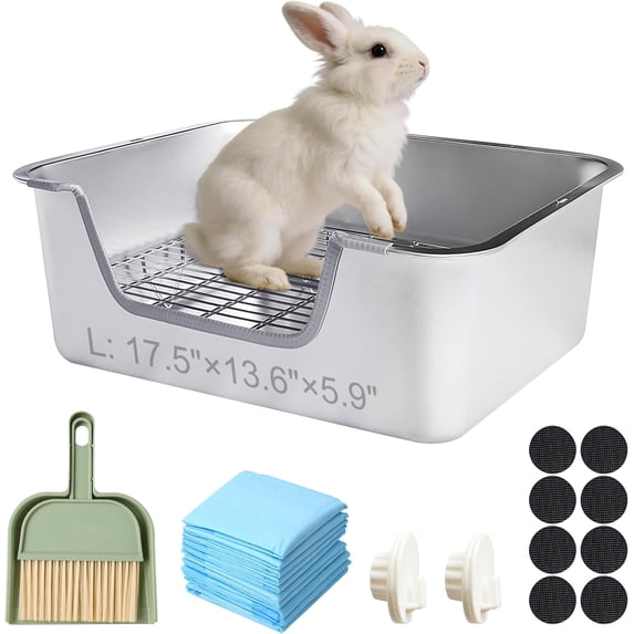 Stainless Steel Sifting Litter Box for Rabbit (L)