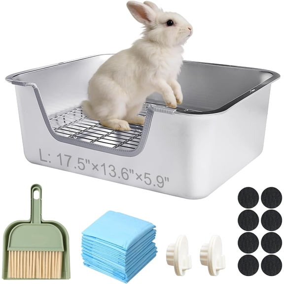Stainless Steel Sifting Litter Box for Rabbit (L)