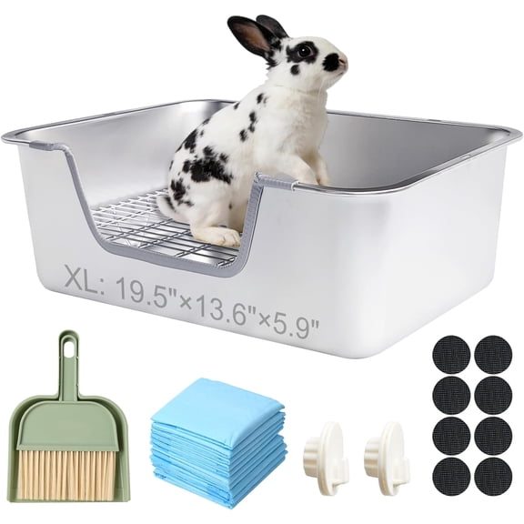 Stainless Steel Sifting Litter Box for Rabbit (XL)