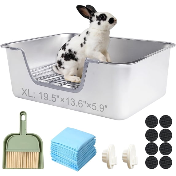 Stainless Steel Sifting Litter Box for Rabbit (XL)