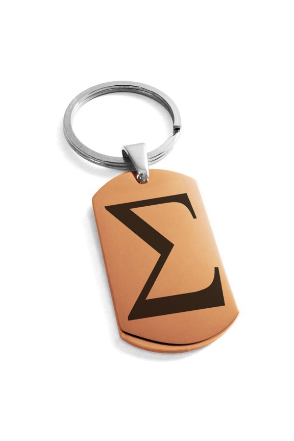 Stainless Steel Sigma Mathematical Engraved Dog Tag Keychain Keyring