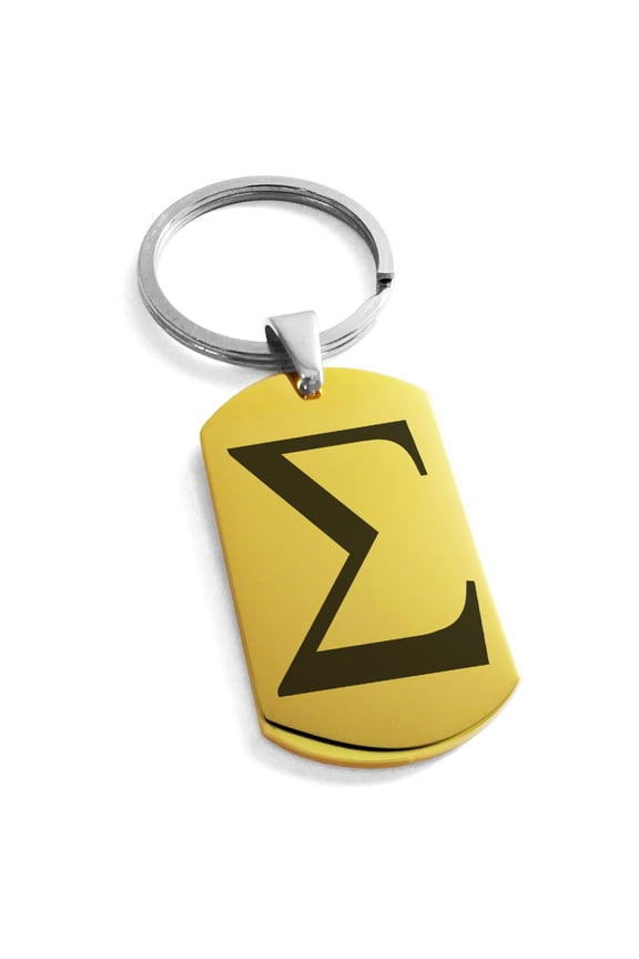Stainless Steel Sigma Mathematical Engraved Dog Tag Keychain Keyring