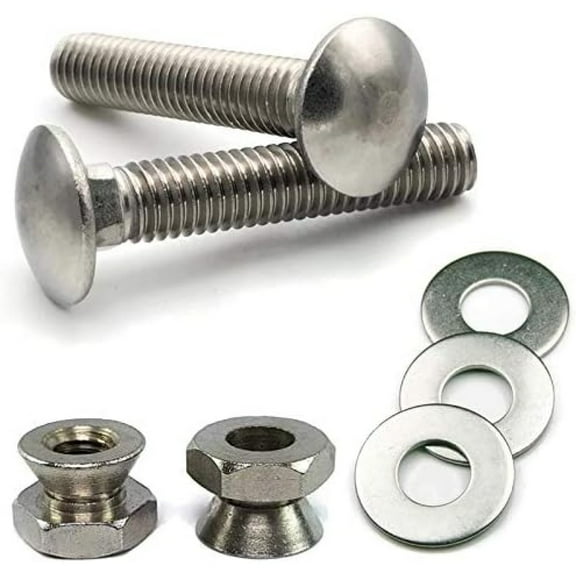 Stainless Steel Sign Mounting Hardware Carriage Bolt with Security Nuts Kit 5/16"-18 x 2" for U Channel Post - 48 Pieces