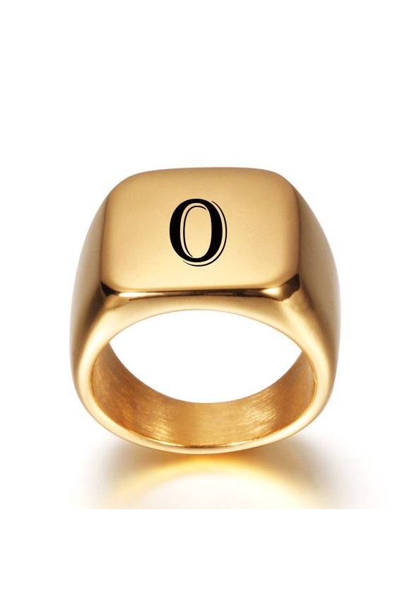 Stainless Steel Signet Blank Plain Ring Band High Polished Gold Tone