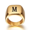 thumbnail image 1 of Unisex Signet Ring Stainless Steel Gold Tone Plain Band, 1 of 2