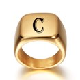 thumbnail image 1 of Stainless Steel Signet Blank Plain Ring Band High Polished Gold Tone, 1 of 2