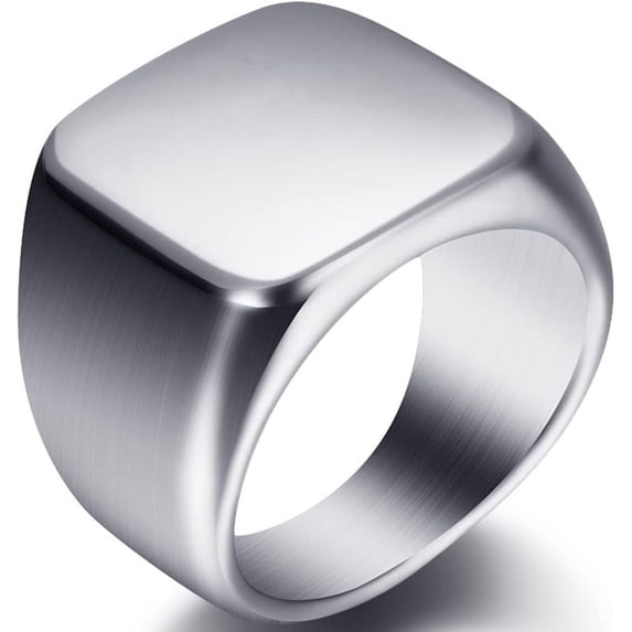 Stainless Steel Signet Ring Black Silver Gold Classical Cocktail Husband Father Valentine