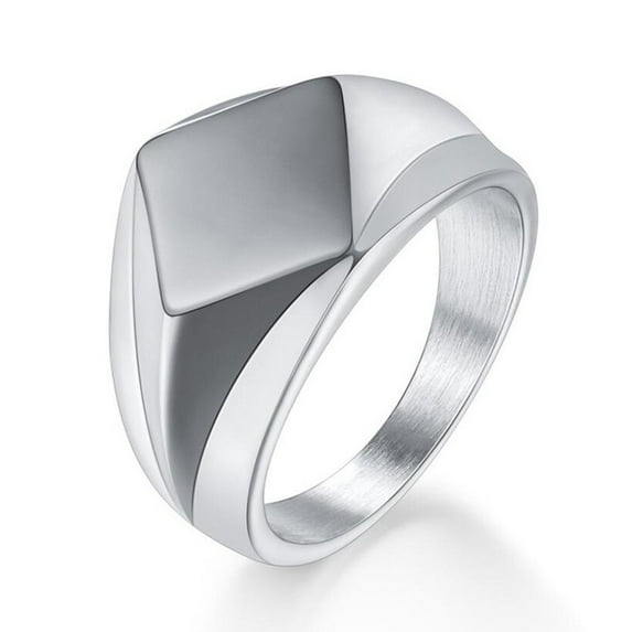 Stainless Steel Signet Ring for Men Women in Gold/Black/Silver/Vintage Gray Tone, Chunky Thick Heavy Dome Band Ring Cool Finger Ring, Gift for Dad Husband, Size 7-14 Customizable