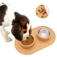 thumbnail image 1 of Stainless Steel Silicone Double Pet Bowl Non Mat Durable Cat Dog Food Water Feeder for Indoor Outdoor Use, 1 of 3