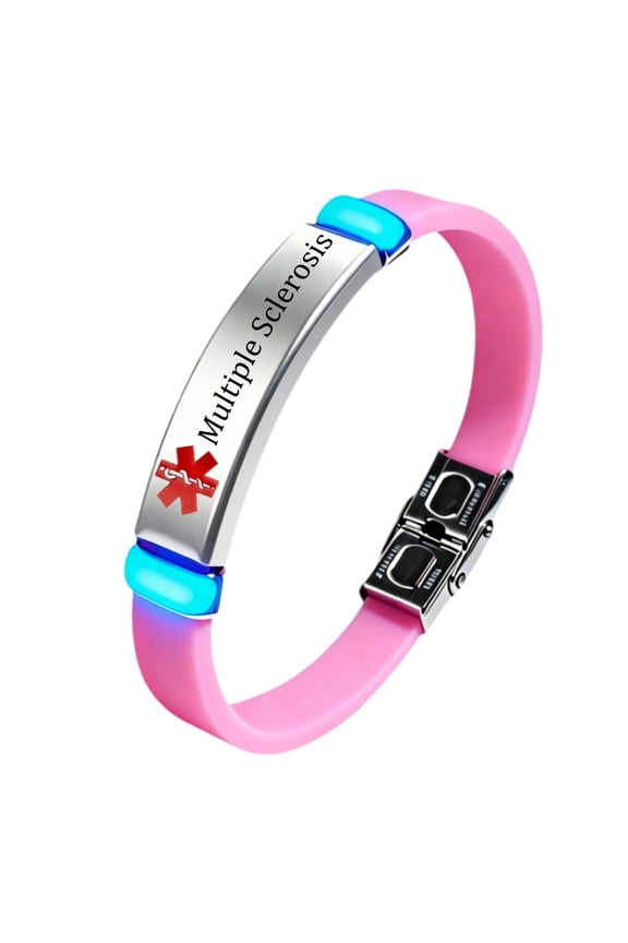 Stainless Steel Silicone Glow in the Dark Meds ID Alert Bracelet, Diabetic/Eliquis/Epilepsy Medical Identification Wristband