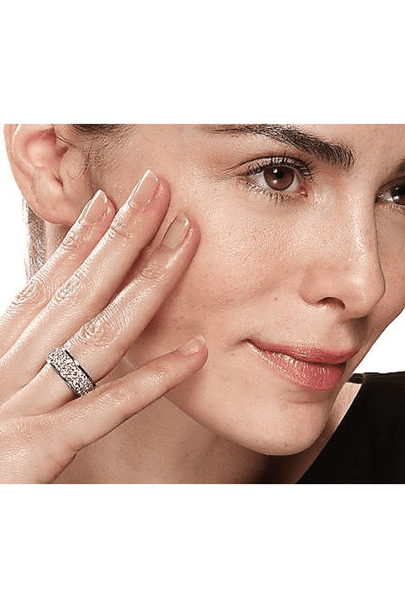 Stainless Steel Silk Fit Crystal Eternity Band Ring, Size 6