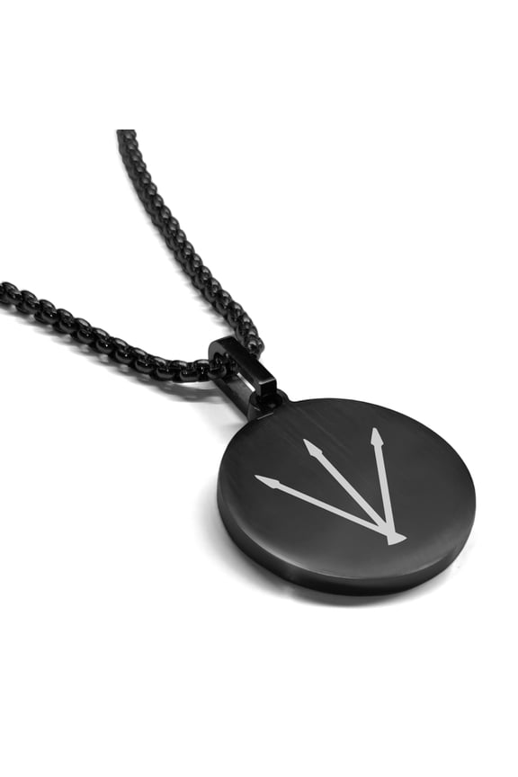 Stainless Steel Silver Alchemy Symbol Round Medallion Pendant Necklace