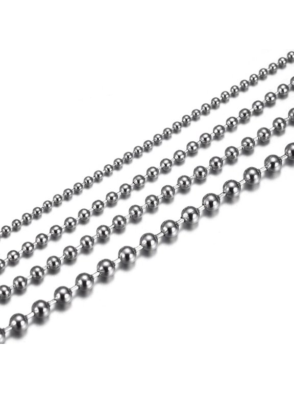 Stainless Steel Silver Ball Chain by INFINIQUE CREATIONS - Bracelet and Silver Necklace for Women and Men, 1mm-5mm, 7'-38', Silver - 1 Pack