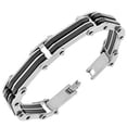 thumbnail image 1 of Stainless Steel Silver Black Two-Tone Link Chain Mens Bracelet with Clasp, 1 of 2