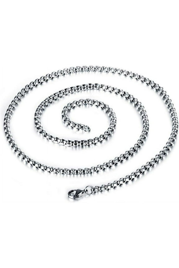 Stainless Steel Silver Chain Necklace Cuban Link Curb Cable Rope Box Rolo Chain Necklace For Men Women Various Styles[Z1005]