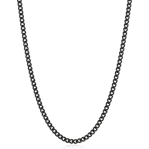 Stainless Steel Silver Chain Necklace for Men 14K Gold Plated Cuban Link Necklaces 3.5/4/5 MM Width, 16/18/20/22 inch Length with Gift Box