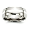 thumbnail image 1 of Stainless Steel Silver Inlay 8mm Polished Band Ring Size 6 Ring for Women and Men, 1 of 2