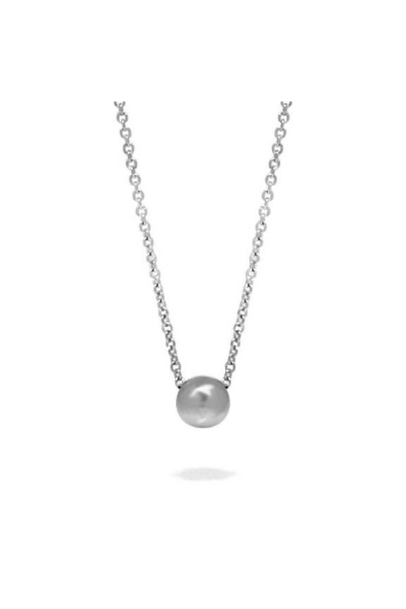 Stainless Steel Silver One Bead Minimalist Layering Necklace Womens 20 Inch Chain