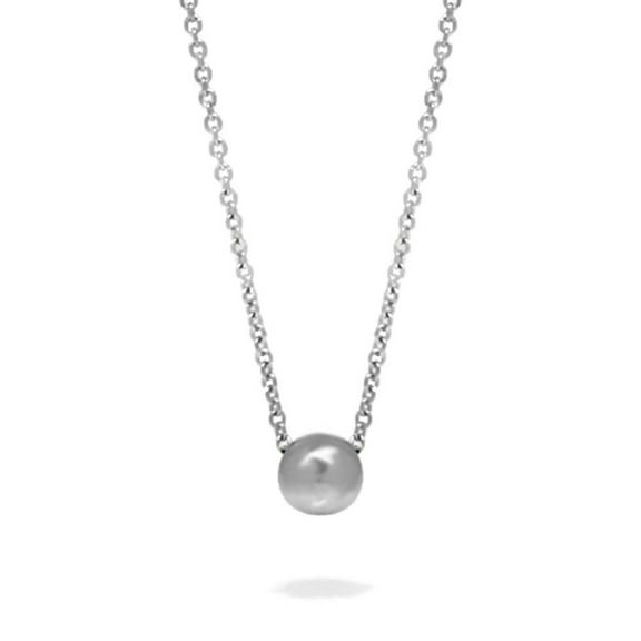 Stainless Steel Silver One Bead Minimalist Layering Necklace Womens 24 Inch Chain