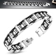 thumbnail image 1 of Stainless Steel Silver-Tone Black Rubber Link Mens Bracelet, 8", 1 of 2