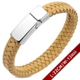 thumbnail image 1 of Stainless Steel Silver-Tone Braided Leather Wristband Wrap Mens Bracelet, 1 of 2