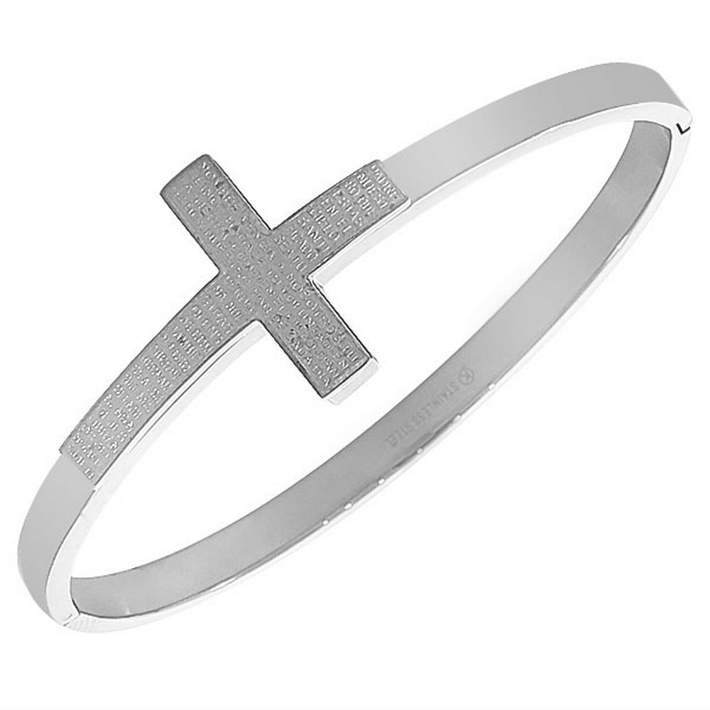 Men Women Steel Bangle Bracelet Sideways Cross Silver Gold Black Cross  Bracelet | eBay