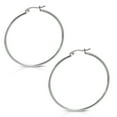 thumbnail image 1 of Stainless Steel Silver-Tone Classic Round Hoop Earrings, 2", 1 of 2