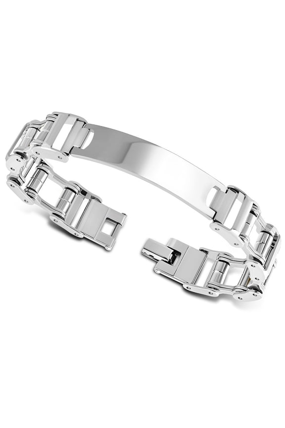 Stainless Steel Silver-Tone Gold-Tone Men's Link Name Tag ID Bracelet, 8"