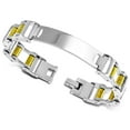 thumbnail image 1 of Stainless Steel Men's Link Name Tag ID Medical ID Bracelet, Silver-Tone Gold-Tone, 1 of 2