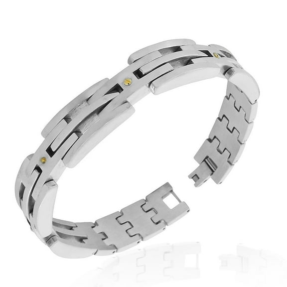 Stainless Steel Silver-Tone Link Mens Bracelet, 8.25"