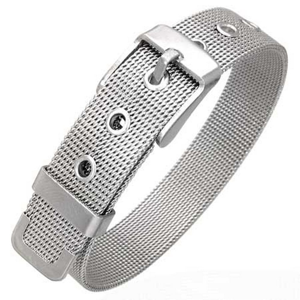 Stainless Steel Silver-Tone Mesh Belt Buckle Adjustable  display picture 3