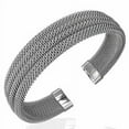 thumbnail image 1 of Stainless Steel Silver-Tone Multi-Row Mesh Womens Open End Cuff Bangle Bracelet, 1 of 2