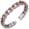 thumbnail image 1 of Stainless Steel Silver-Tone Multicolor Rubber Bike Link Mens Bracelet, 1 of 2